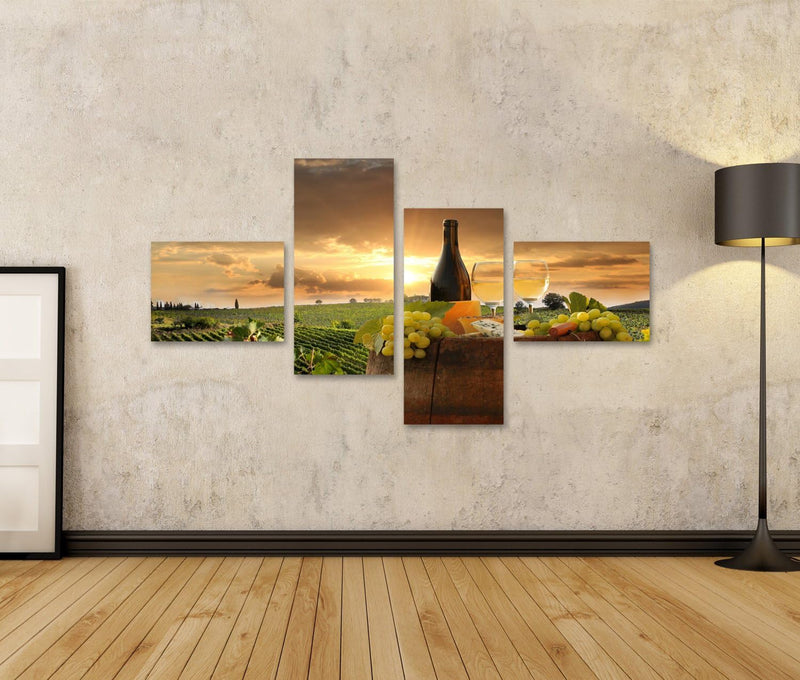 Bild auf Leinwand Weinberg Chianti Toskana Weissweinfass Italien Wandbild Poster Kunstdruck Bilder F