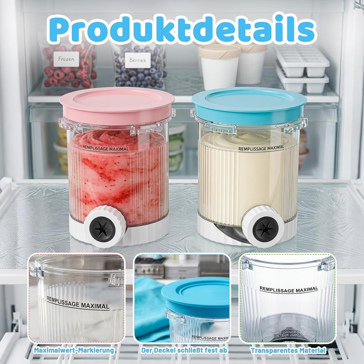Eismaschine Eiskaltes Set mit 4 Behältern, 4 Eistassen & 1 Schaufel | Ninja Creami BehäLter Creami S