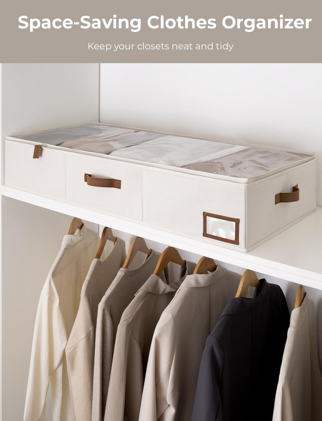 StorageWorks Unterbett Aufbewahrungsbox, extra Grosse Unterbettkommode mit Deckel, Stoff Unterbettbo