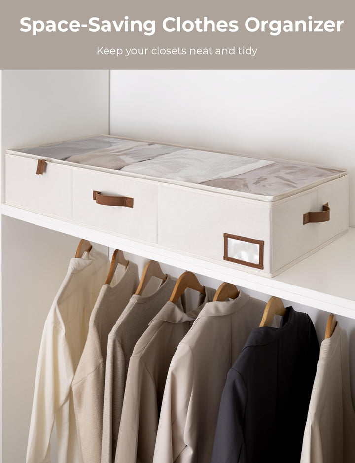 StorageWorks Unterbett Aufbewahrungsbox, extra Grosse Unterbettkommode mit Deckel, Stoff Unterbettbo