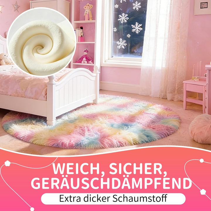 VOFUSHON Teppich Rund Hochflor Teppich Wohnzimmer Teppich Langflor Teppiche für Wohnzimmer flauschig