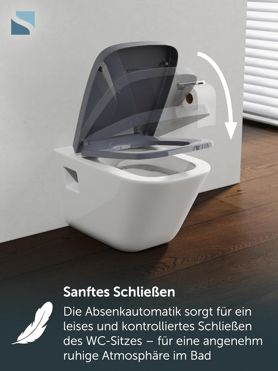 SCHÜTTE WC-Sitz Eckig (E-Form) | Passgenau für Keramag Renova Nr. 1 Plan | 5 Jahre Garantie & 250 kg