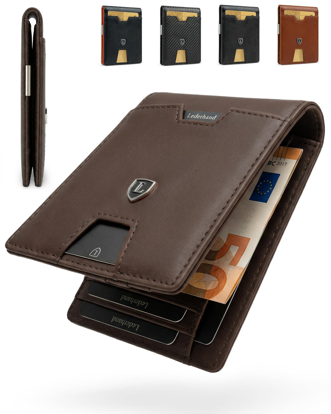 Lederhand iSlim Wallet (Schwarz, Ohne Münzfach)