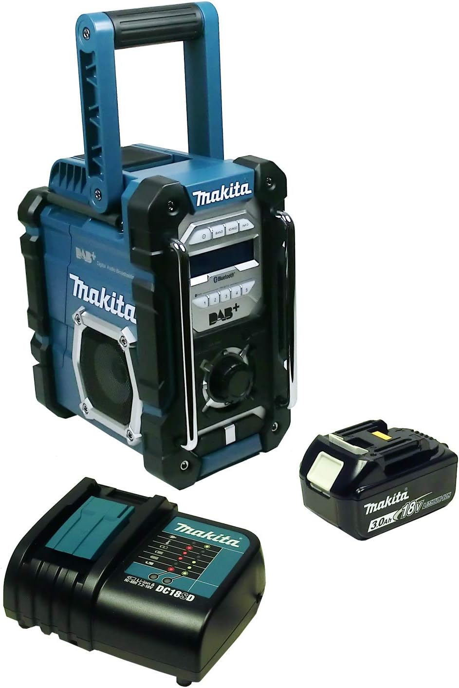 Makita DMR 112 Baustellenradio mit DAB+ und Bluetooth + Akku 3 Ah und Ladegerät