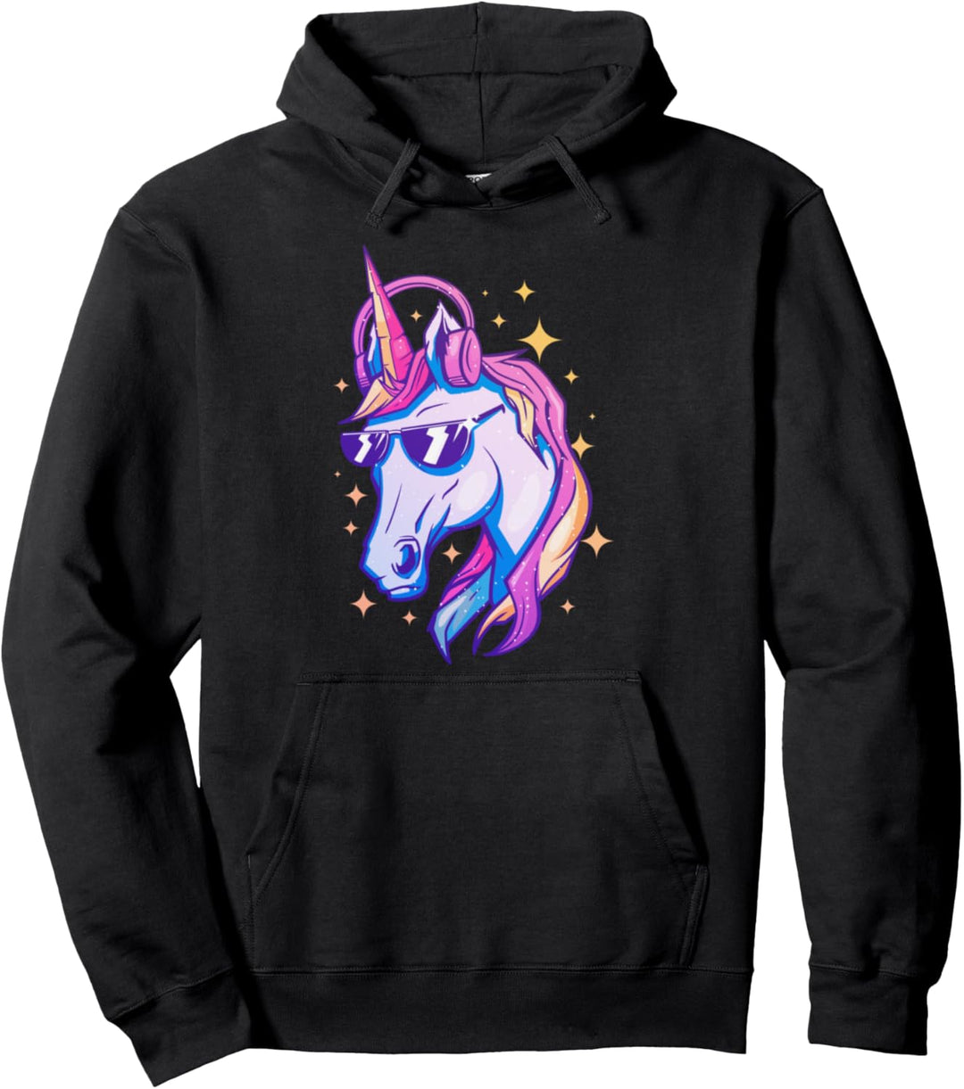 Unicorn Rad Cool Kopfhörer Sonnenbrille Magical Mythical Pullover Hoodie