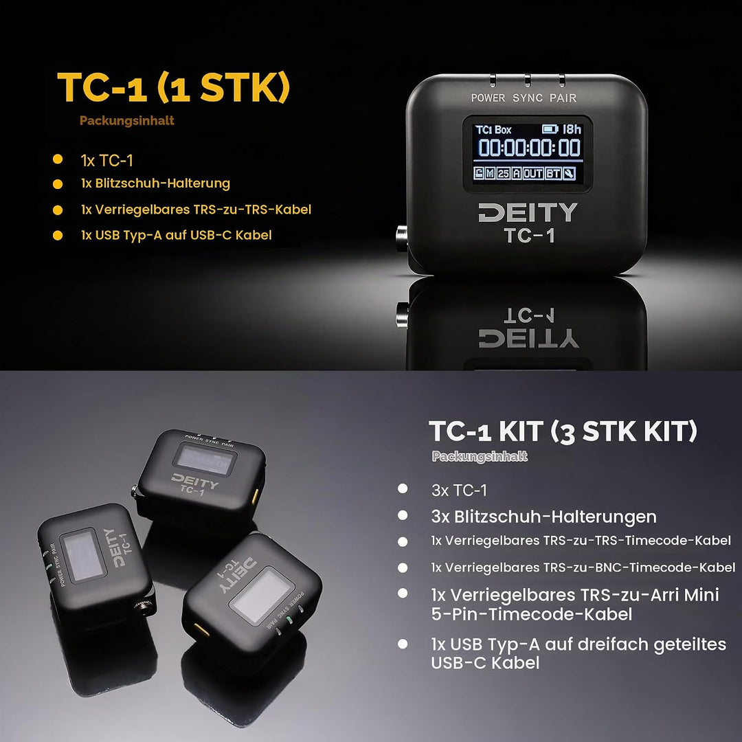 Deity TC-1 KIT Drahtloser Timecode-Generator 2.4G Radio Bluetooth 5.0-Unterstützung APP-Steuerung Ti