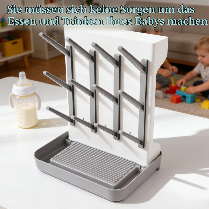 Trockenständer Babyflaschen mit Abtropfmatte 12 Haken Flaschentrockner mit Abtropfschale für Arbeits
