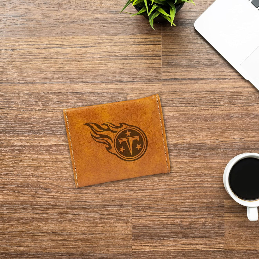 Rico Industries NFL Laser Engraved Tri-Fold Wallet, Brown Tennessee Titans, Tennessee Titans