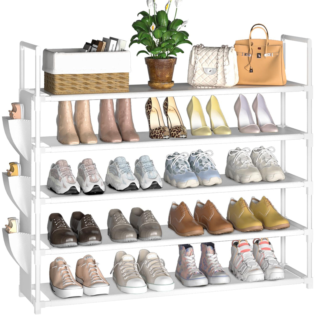 OYREL Schuhregal 5 Ebenen weiss Schuhständer Schuhorganizer für 20-25 Paar Schuhe Platzsparend & Sta