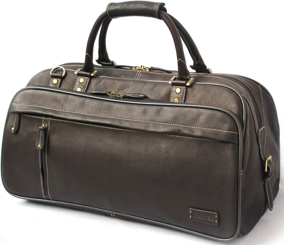 Cortez - Reisetasche aus Echtleder - Abnehmbarer und Verstellbarer Schultergurt - Braun, Braun