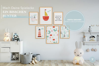 Papierschmiede® Bilder Kinderzimmer Kids Mood Poster Set Ahoi Strand, Gerahmte Bilder fürs Kinderzim