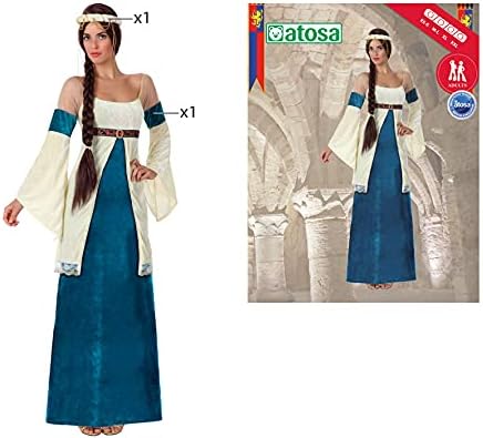 Atosa 8422259154310 - Verkleidung Dame Mittelalter blau, Erwachsene 34-36, 34-36