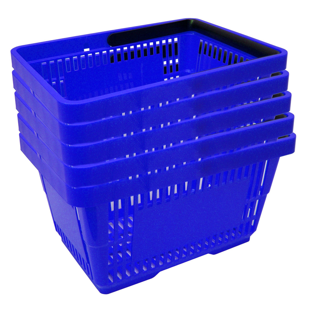 GERSO 5 Einkaufskörbe aus Kunststoff Plastik mit Henkel 20 Liter 40cm stapelbar Blau 5 Stück Blau, 5