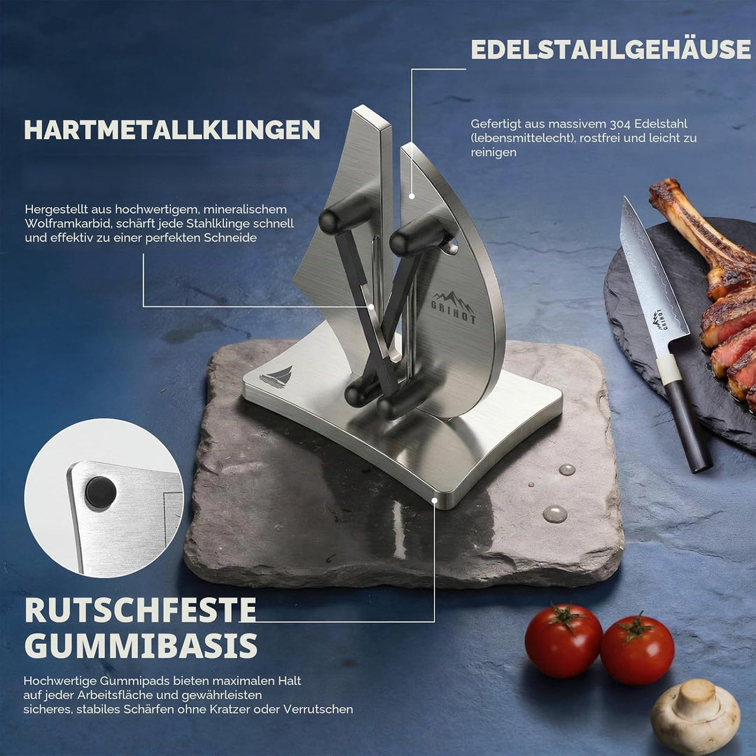 VN3 Professioneller Messerschärfer | 3-Aktions-stromlinienförmiges Segelboot-Design für müheloses Me