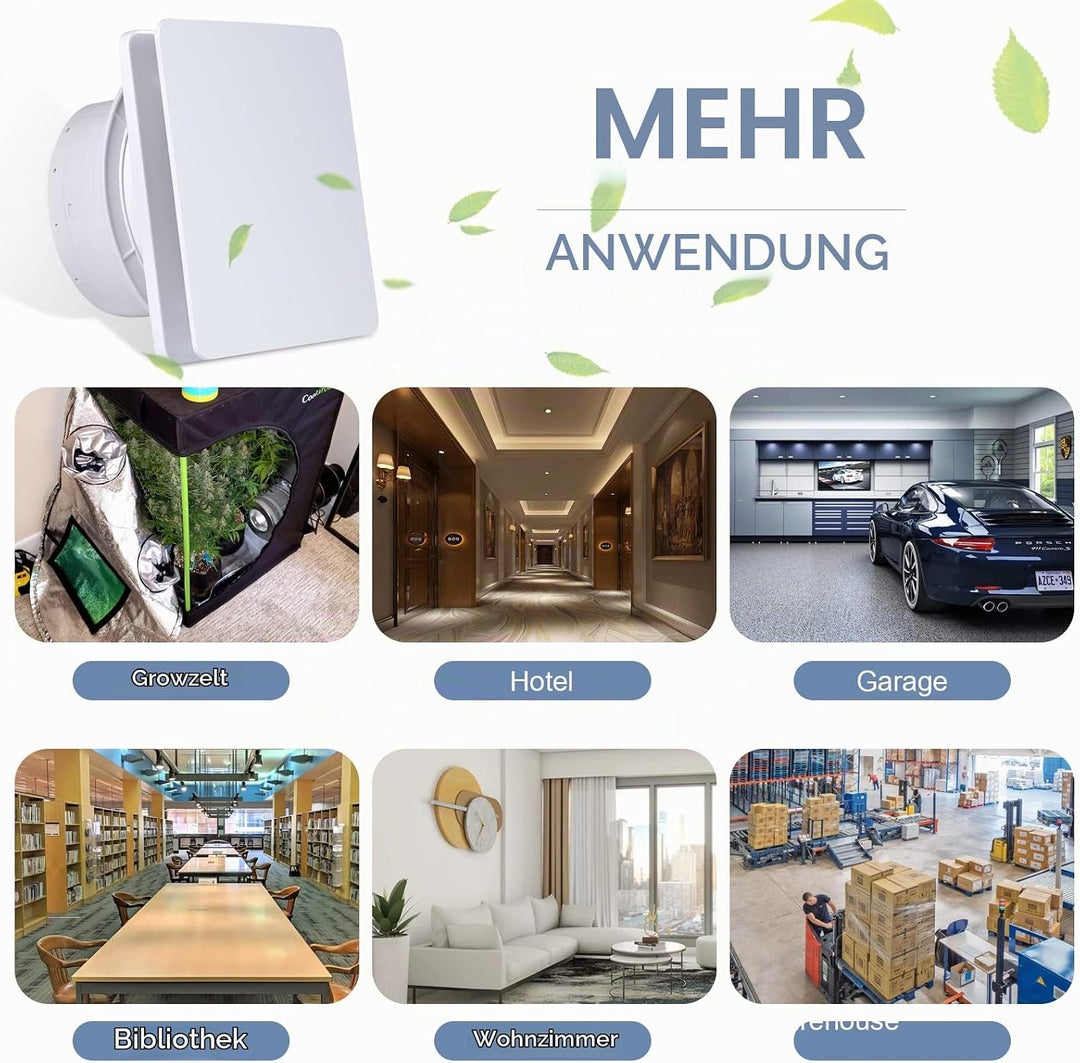 FanGoFast Badlüfter 100mm mit Nachlauf Abluftventilator Leiser 12W Leistungsstarke Wandventilator Lü