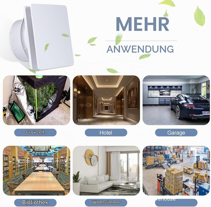 FanGoFast Badlüfter 100mm mit Nachlauf Abluftventilator Leiser 12W Leistungsstarke Wandventilator Lü