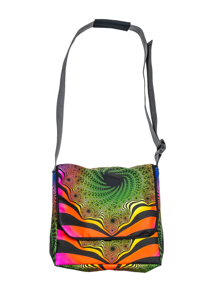 PSYWORK Schwarzlicht Umhänge Tragetasche Neon Fractal Dimension III Neon UV-aktiv wasserabweisend