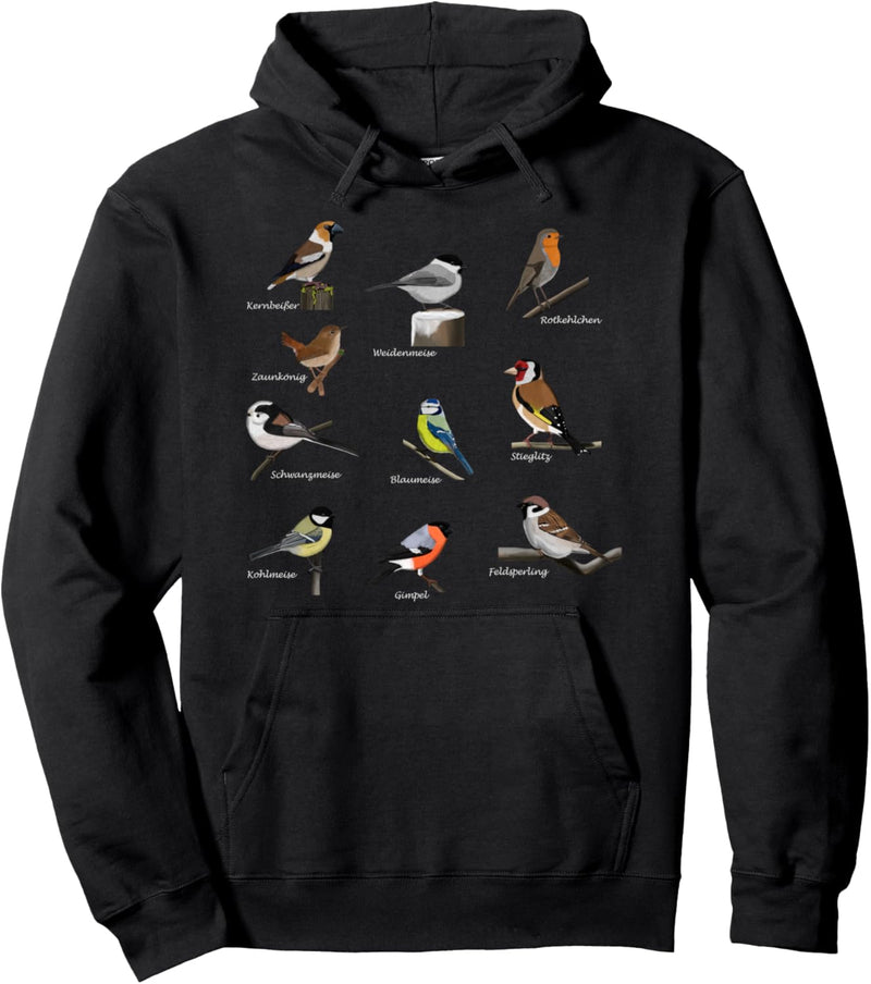 Vogelmotiv Gartenvögel Singvögel Vögel Meisen Gimpel Spatz Pullover Hoodie