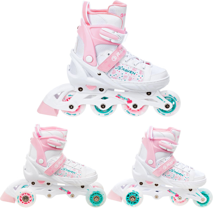 RAVEN 3in1 Inline Skates Triskates Rollschuhe Inliner für Kinder Mädchen verstellbar