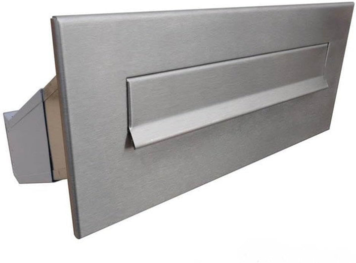 D-041 Edelstahl Mauerdurchwurf Briefkasten mit Klingel (Tiefe: 23-38 cm) - LETTERBOX24.de