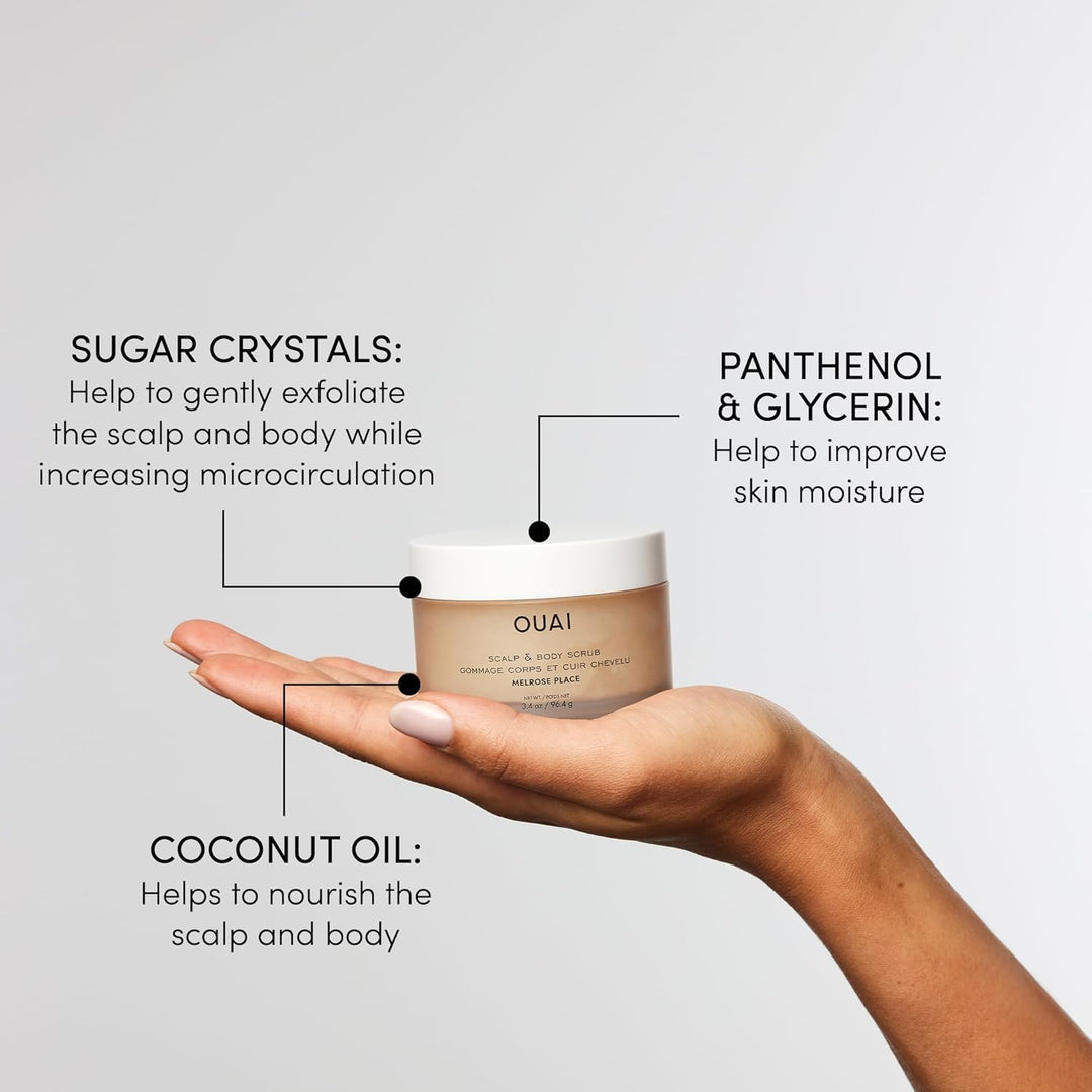 OUAI Scalp & Body Scrub Reisegrösse – Melrose Place – Exfolierendes Körperpeeling mit Zucker & Kokos
