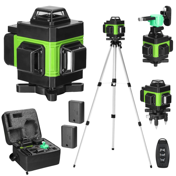 Kreuzlinienlaser Geevorks Laser Wasserwaage 4D 16 Linien 3° Selbstnivellierende 2*2,4 Ah Akku 25M fü