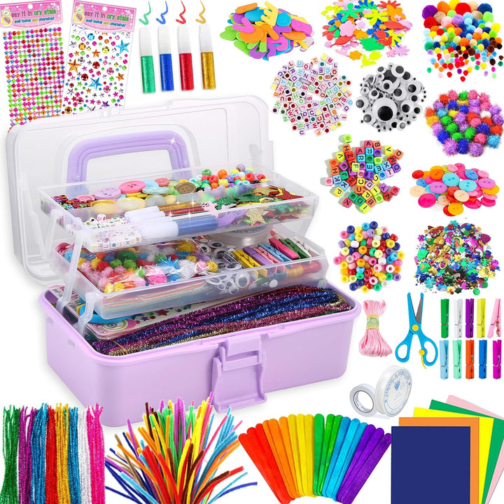 Gutenguy Bastelset Kinder, 3000+Pcs Bastelkoffer Bastelbedarf Material Set, Grosse Bastelbox Geschen