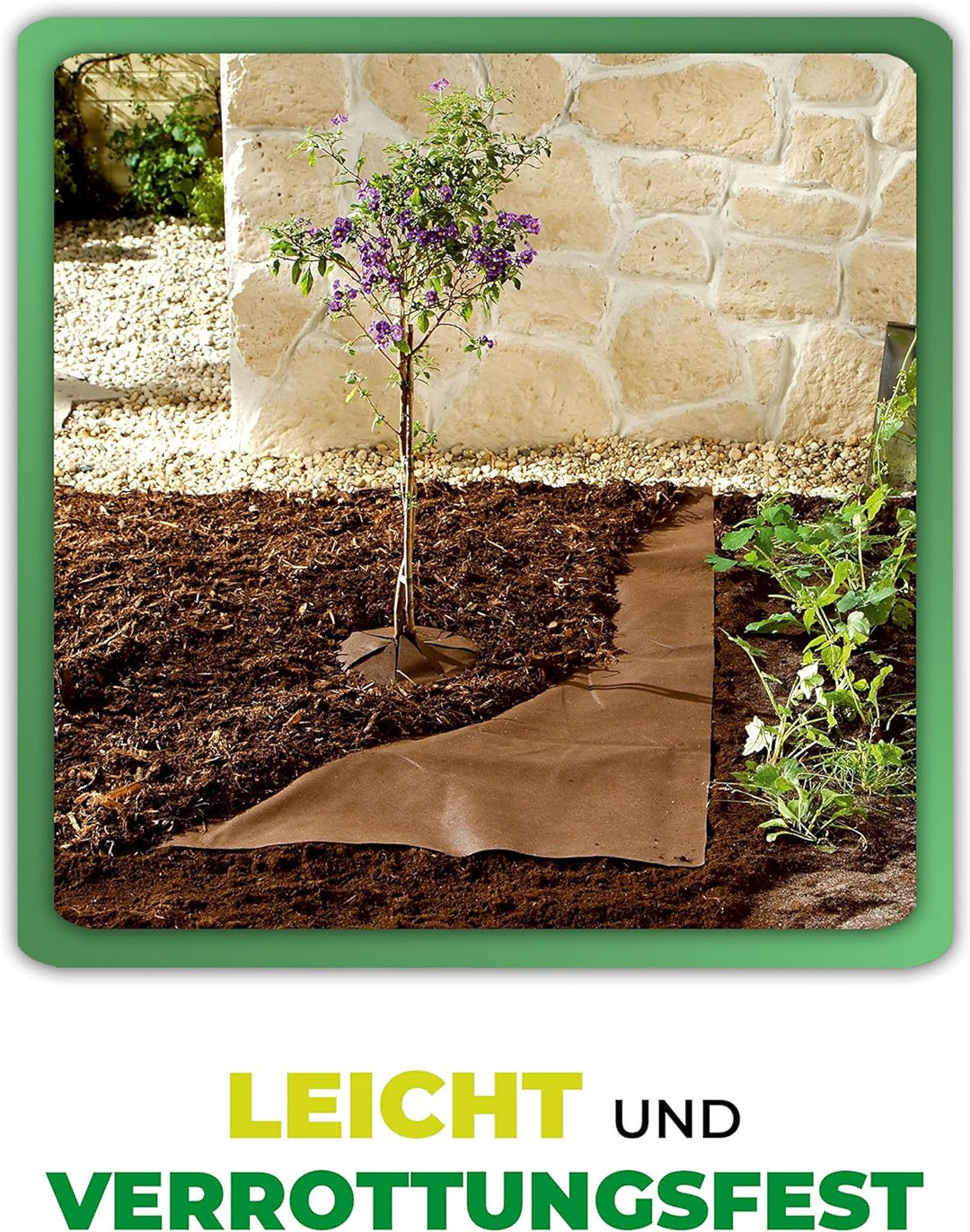 Bio Green Unkrautvlies 30m² Gartenvlies zur Beetabdeckung gegen Unkraut, Bio-Mulchvlies, wasserdurch