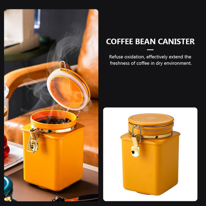 MAGICLULU Kaffeebohnenbehälter Kaffeebohnenglas Bohnenbehälter mit Bügelverschluss, orange, Metall,