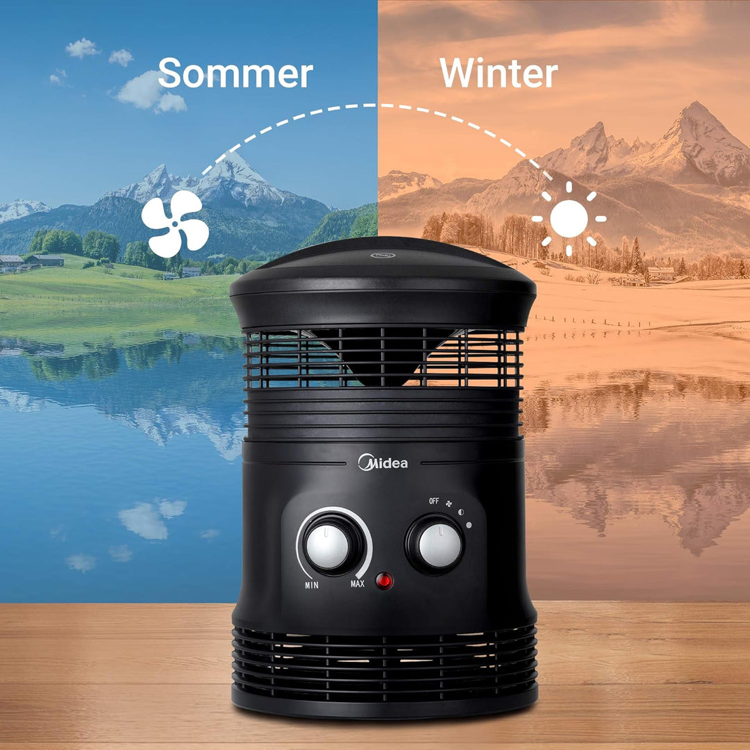 Midea NF18-17PA 1800W Mini Heizlüfter mit 360 ° Weit Verbreitete Oszillation, 2 Heizstufen, Programm