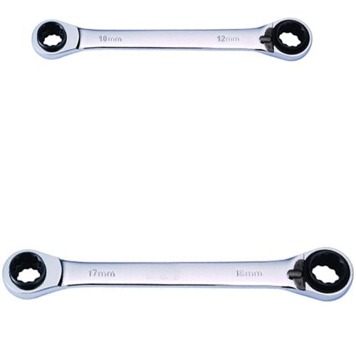 Alkan Doppel-Ratschenringschlüssel 8-19 mm 4in1 72 Zähne | 4in1 Doppel-Ratschenringschlüssel 8-19 mm