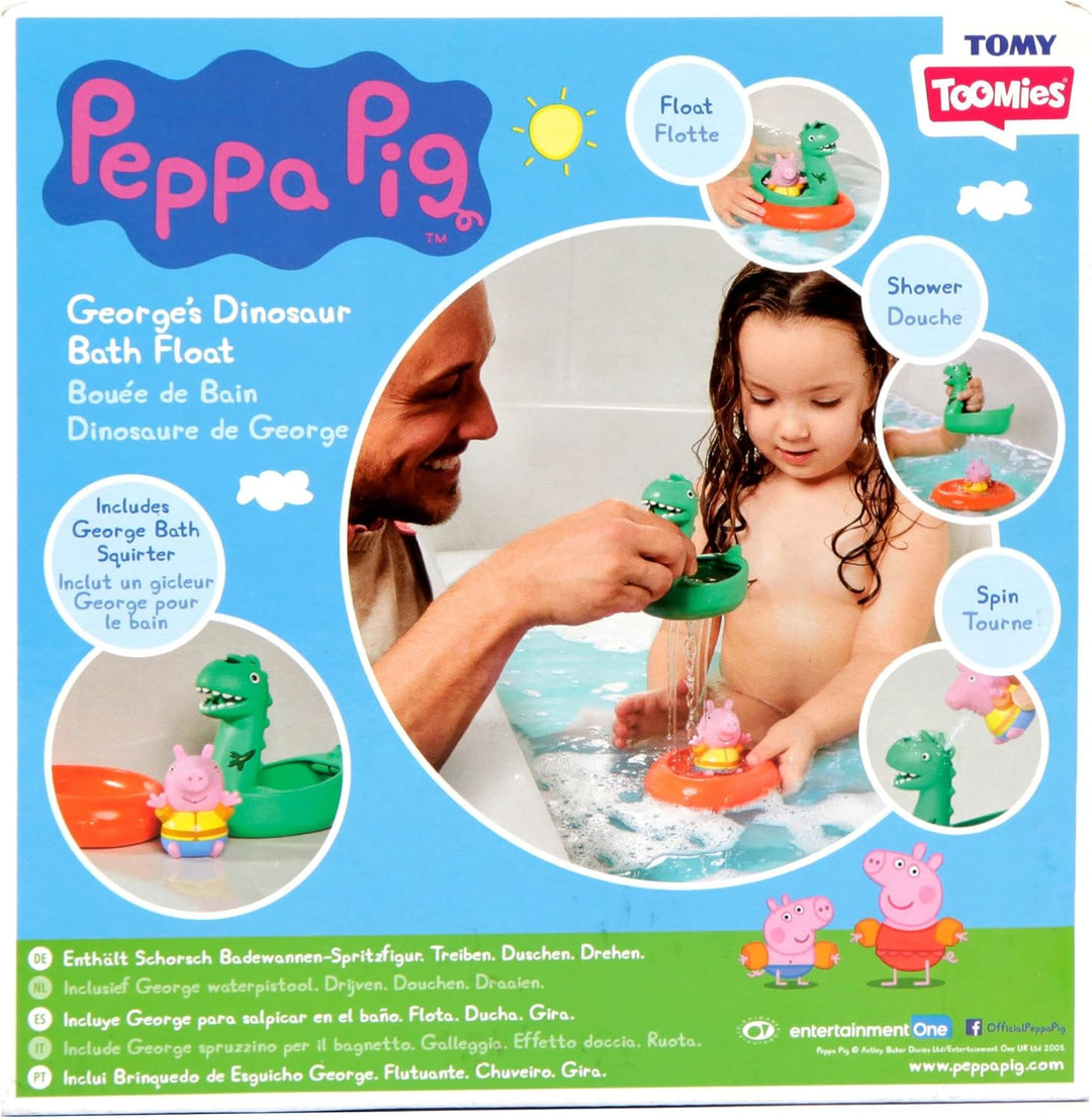 TOMY Toomies George & Dinosaurier Badeinsel, Baby-Badespielzeug, spassiges Bade-Accessoire und Wasse