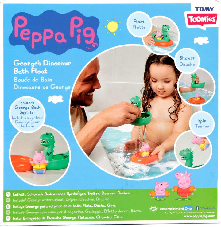 TOMY Toomies George & Dinosaurier Badeinsel, Baby-Badespielzeug, spassiges Bade-Accessoire und Wasse