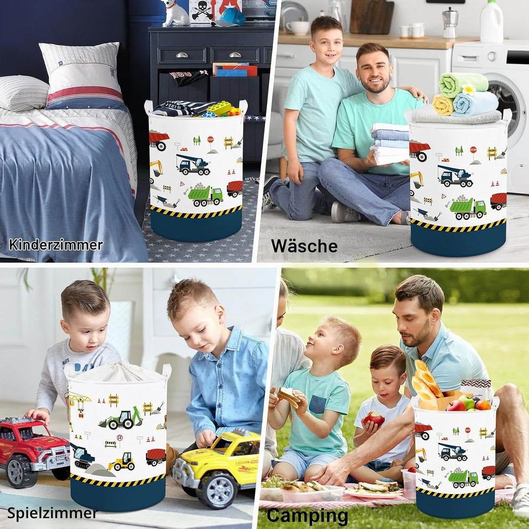 Clastyle Auto Kinder Wäschekorb mit Henkel Faltbar Kleidung Spielzeug Aufbewahrungskorb Jungen Aufbe