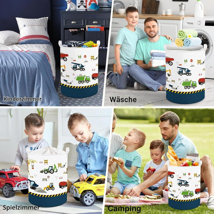 Clastyle Auto Kinder Wäschekorb mit Henkel Faltbar Kleidung Spielzeug Aufbewahrungskorb Jungen Aufbe