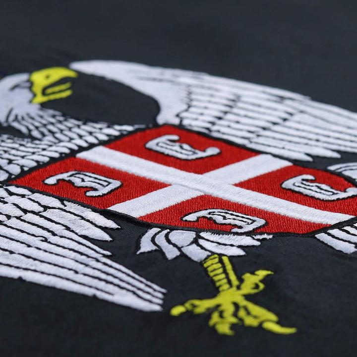 EXPRESS-STICKEREI Premium Kissen mit Füllung Serbien Wappen Fahne Serbia Flagge Zierkissen Adler mit