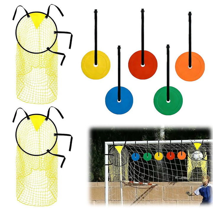 Fussballtor Zielnetz 2 Stück, 45 x 60CM Fussballtor Zubehör, Bins Fussballtore mit 5 Beweglicher Zie