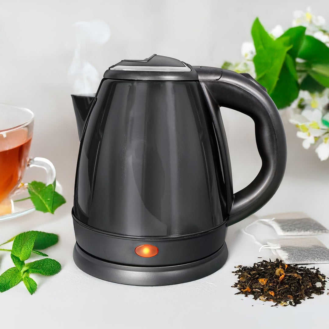 Edelstahl-Wasserkocher XD14 elektrisch – 1,2 Liter, 1.500 W – mit Abschaltautomatik (Schwarz), Schwa