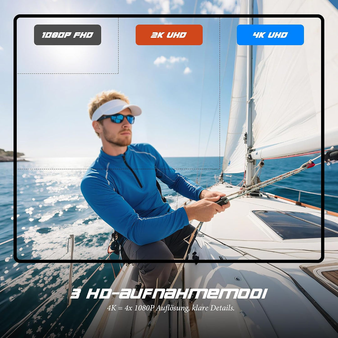 Mini Action Cam WiFi, 4K Bodycam Körperkamera, Unterwasserkamera