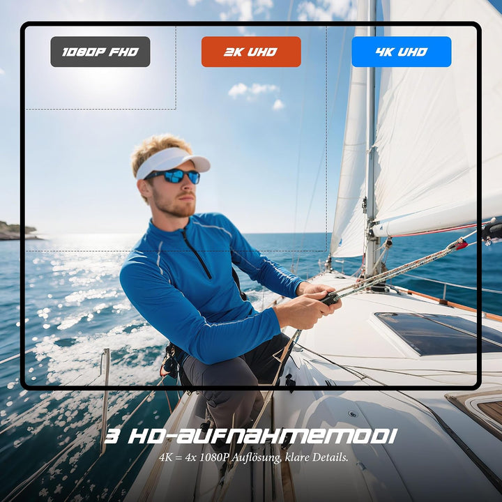 Mini Action Cam WiFi, 4K Bodycam Körperkamera, Unterwasserkamera