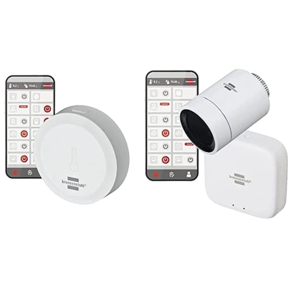 Brennenstuhl Connect Zigbee Temperatur- und Feuchtigkeitssensor TFS CZ 01 & Zigbee Heizkörperthermos