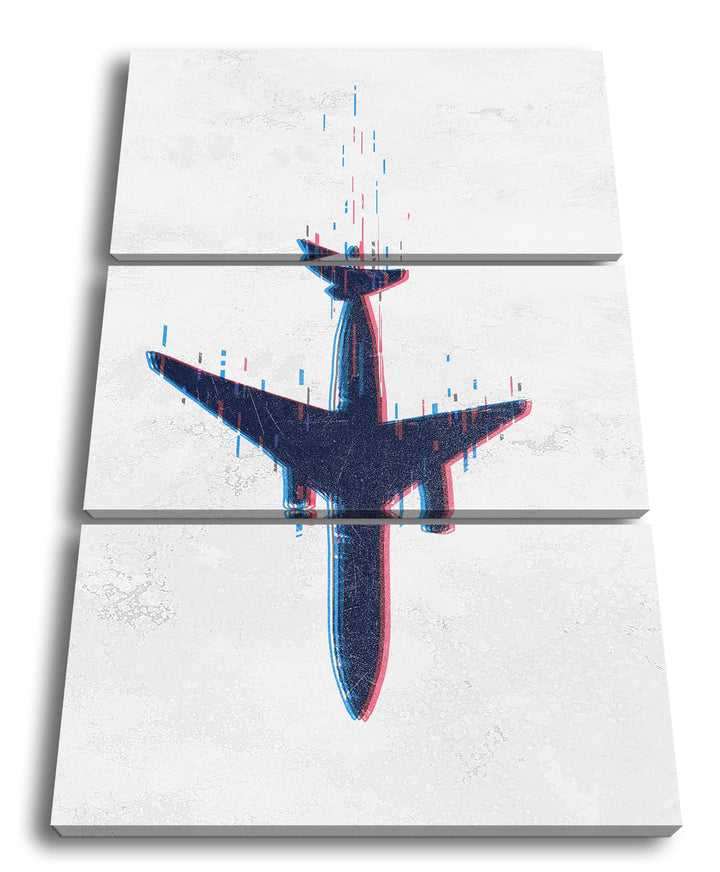 deyoli stürzendes Flugzeug Format: 3Teilig als Leinwandbild, Motiv fertig gerahmt auf Echtholzrahmen