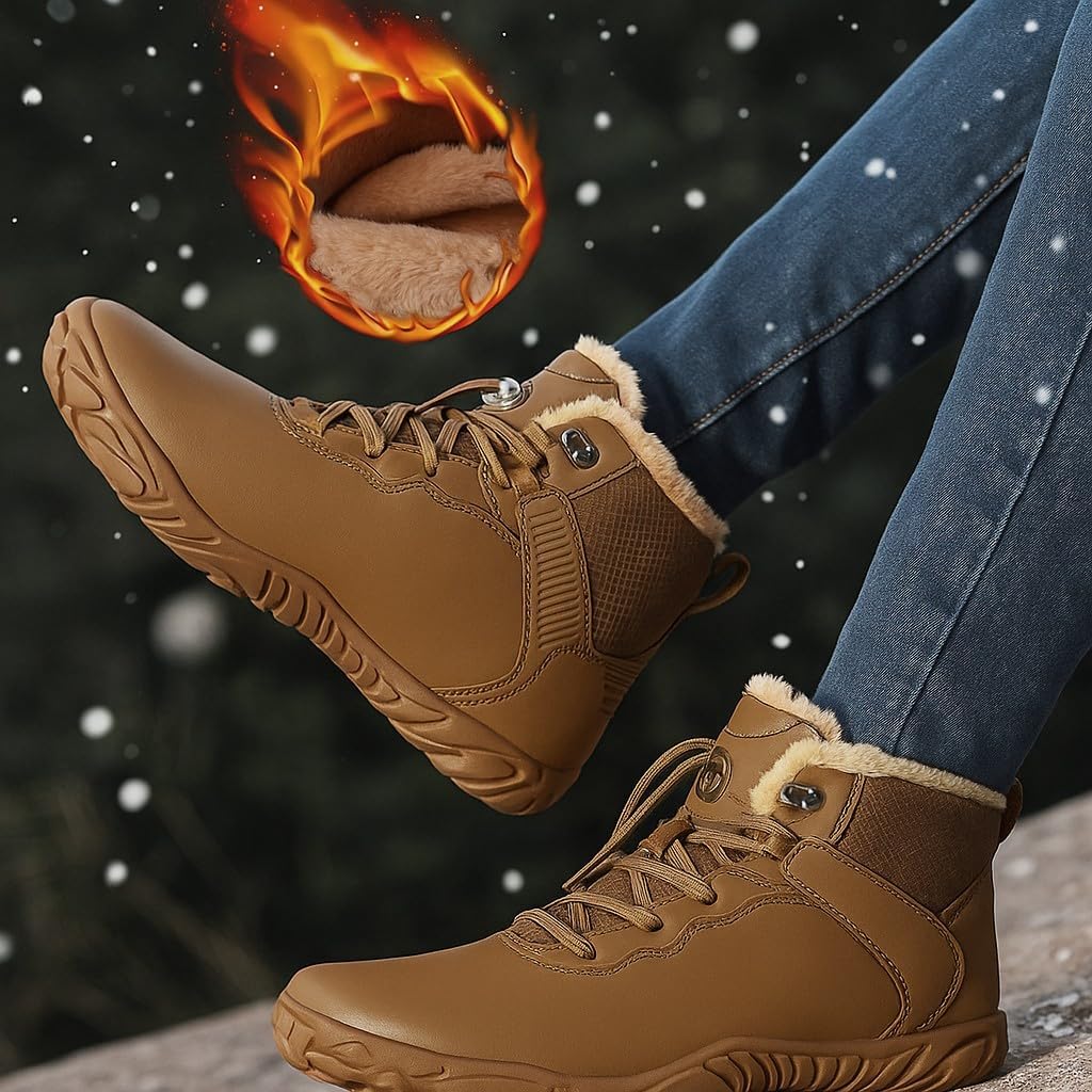 Sisttke Barfussschuhe Herren Damen Winter Gefüttert Wasserdicht Winterschuhe Outdoor rutschfeste Sch