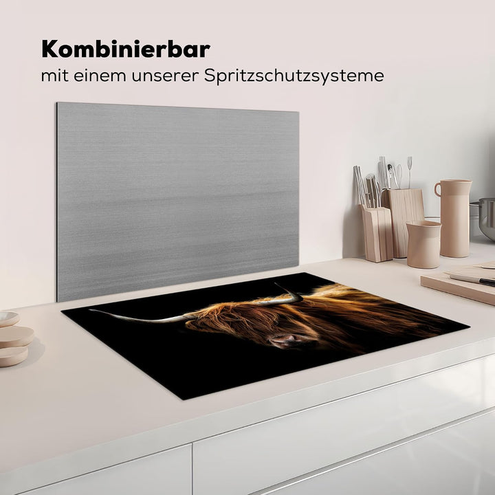 KitchenYeah© Herdabdeckplatte Einteilig Herdabdeckung Abdeckplatte für Schwarzer Schottisches Hochla