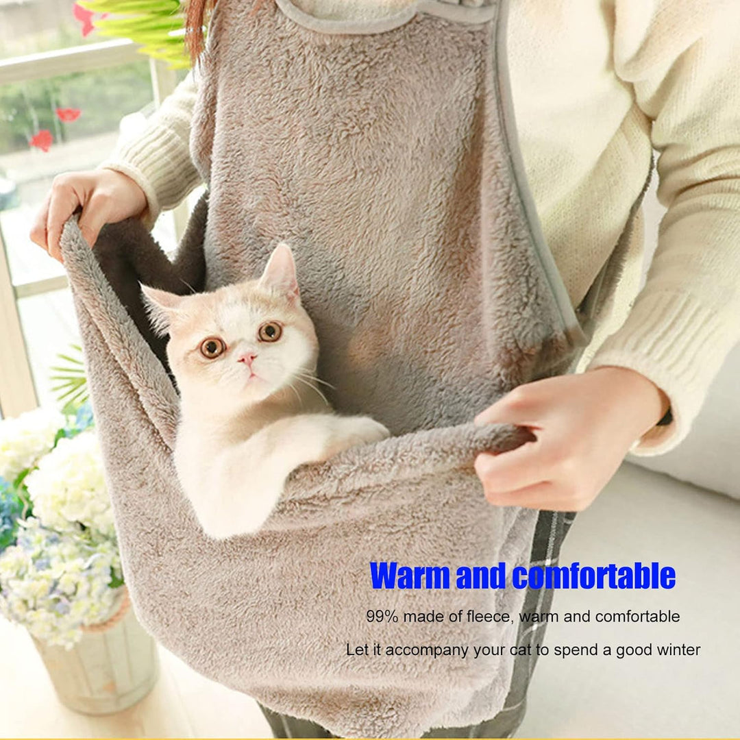 Pet Cat Sling, Polyesterfaser, Warmer, bequemer, tragbarer Pet Carrier Sling mit einziehbarem Seil f