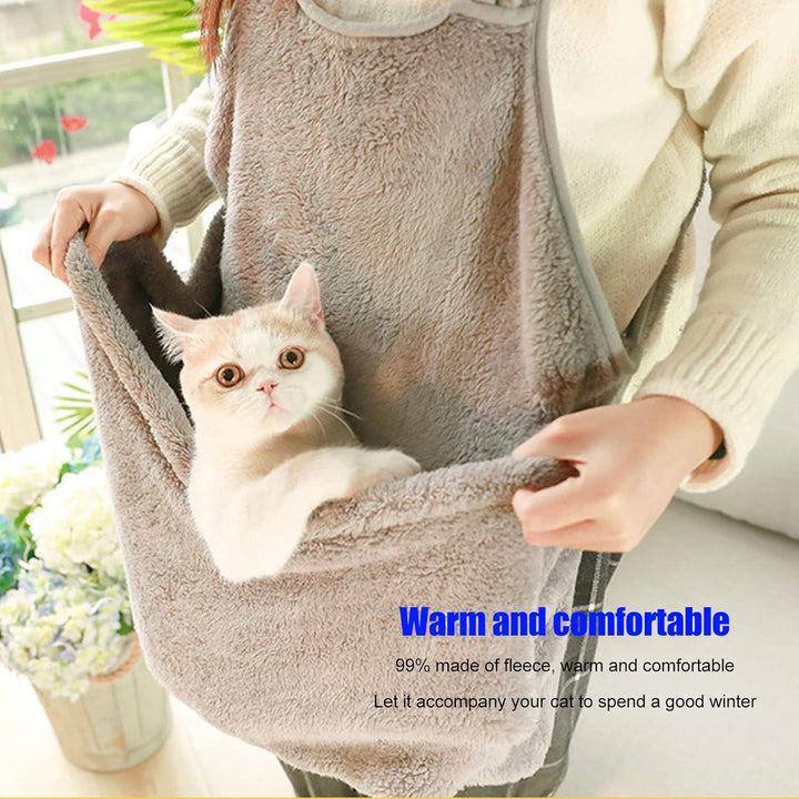 Pet Cat Sling, Polyesterfaser, Warmer, bequemer, tragbarer Pet Carrier Sling mit einziehbarem Seil f