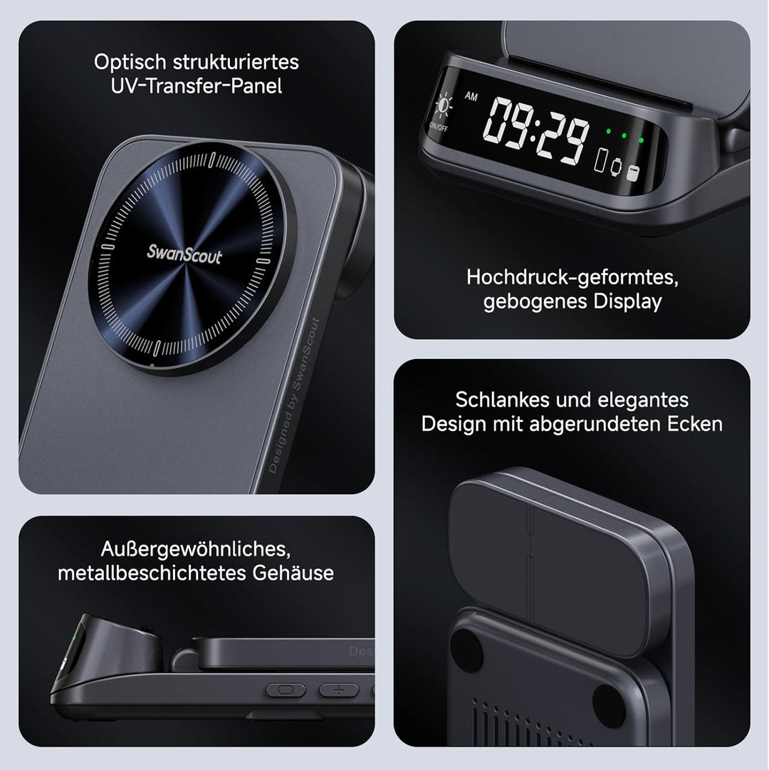 SwanScout 708M Induktive Ladestation, Faltbares 3 IN 1 Magnetisches Ladegerät für Apple Watch und iP