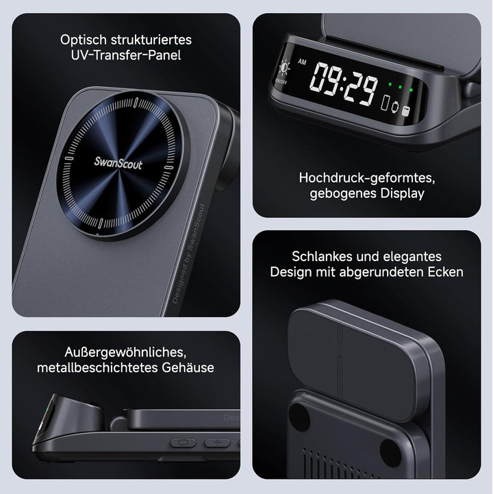 SwanScout 708M Induktive Ladestation, Faltbares 3 IN 1 Magnetisches Ladegerät für Apple Watch und iP
