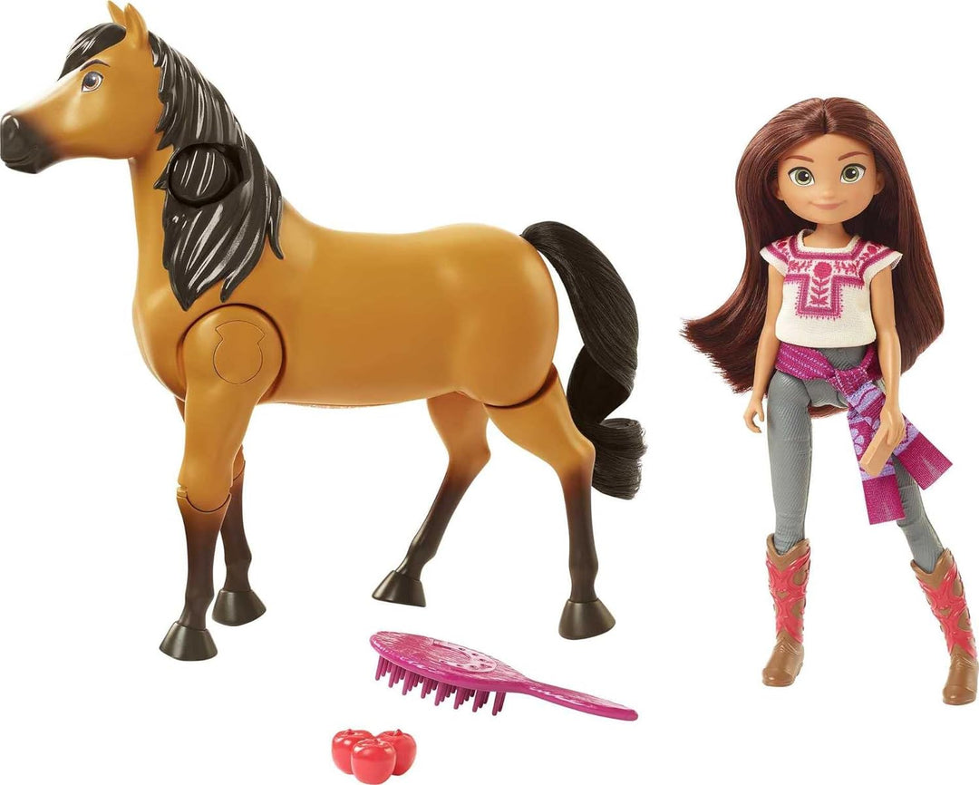 Dreamworks Spirit GXF95 - Reitabenteuer Set mit Lucky Puppe (17,78 cm) & Pferd Spirit (20,32 cm), Sp