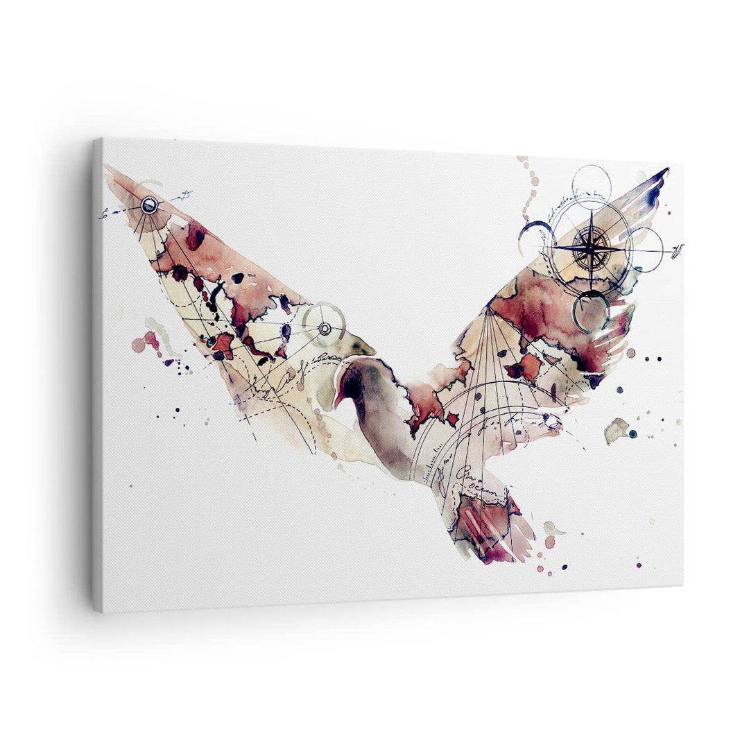 Bilder auf Leinwand Vogel Abstraktion Leinwandbild mit Rahmen 70x50cm Wandbilder Dekoration Wohnzimm